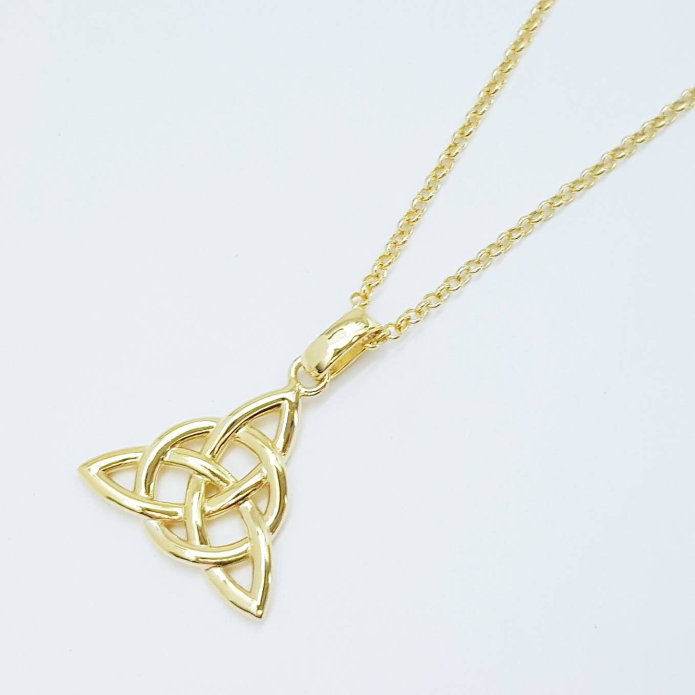 Celtic knot pendant, yellow gold plated Celtic triquetra necklace, Celtic necklace made in Ireland