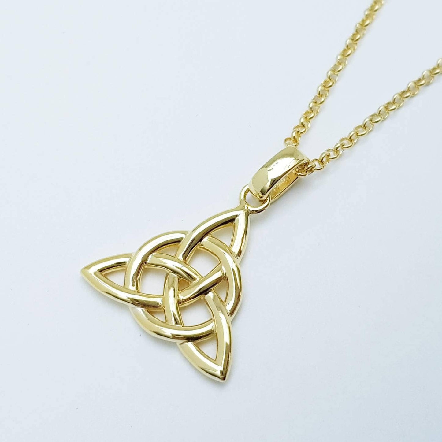 Celtic knot pendant, yellow gold plated Celtic triquetra necklace, Celtic necklace made in Ireland