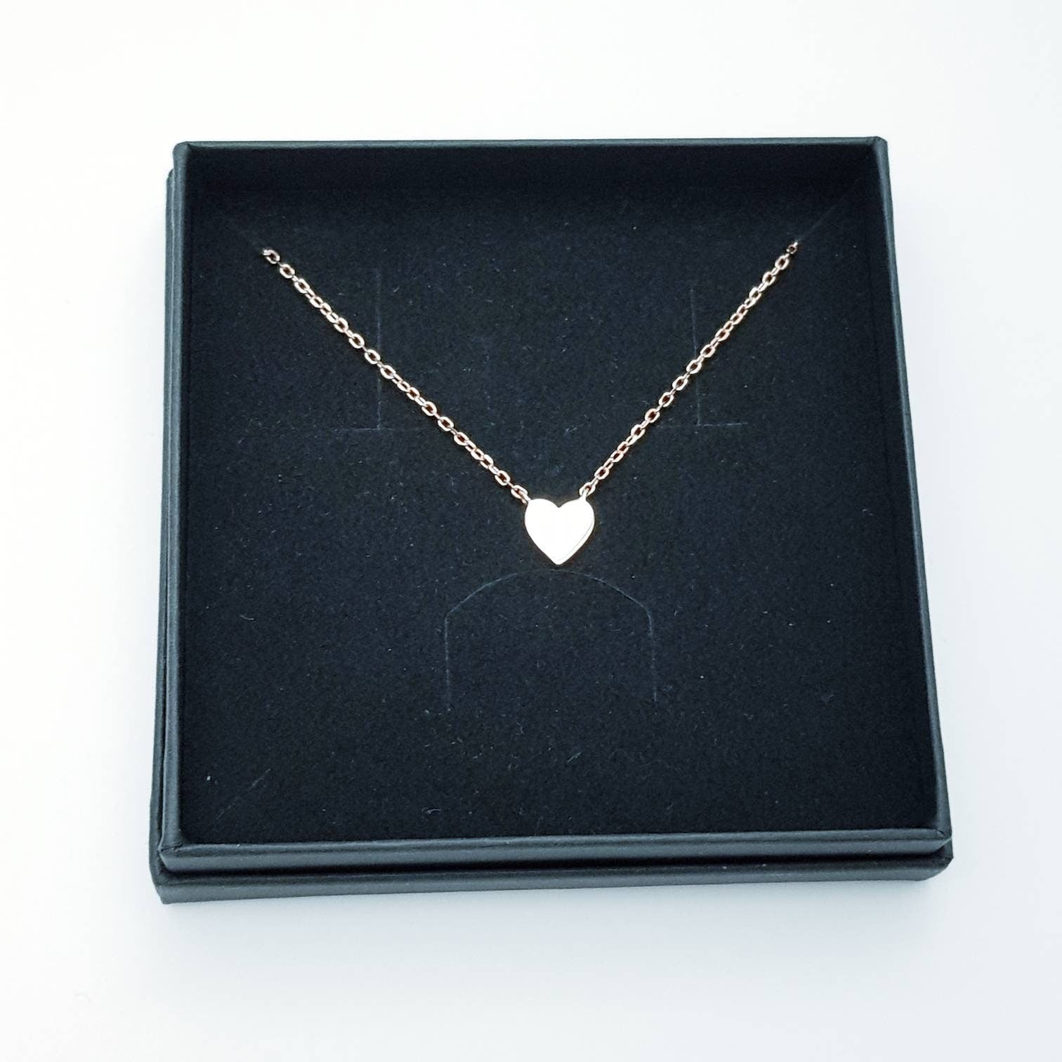 Small rose gold plated vermeil, sterling silver heart pendant, simple dainty heart necklace