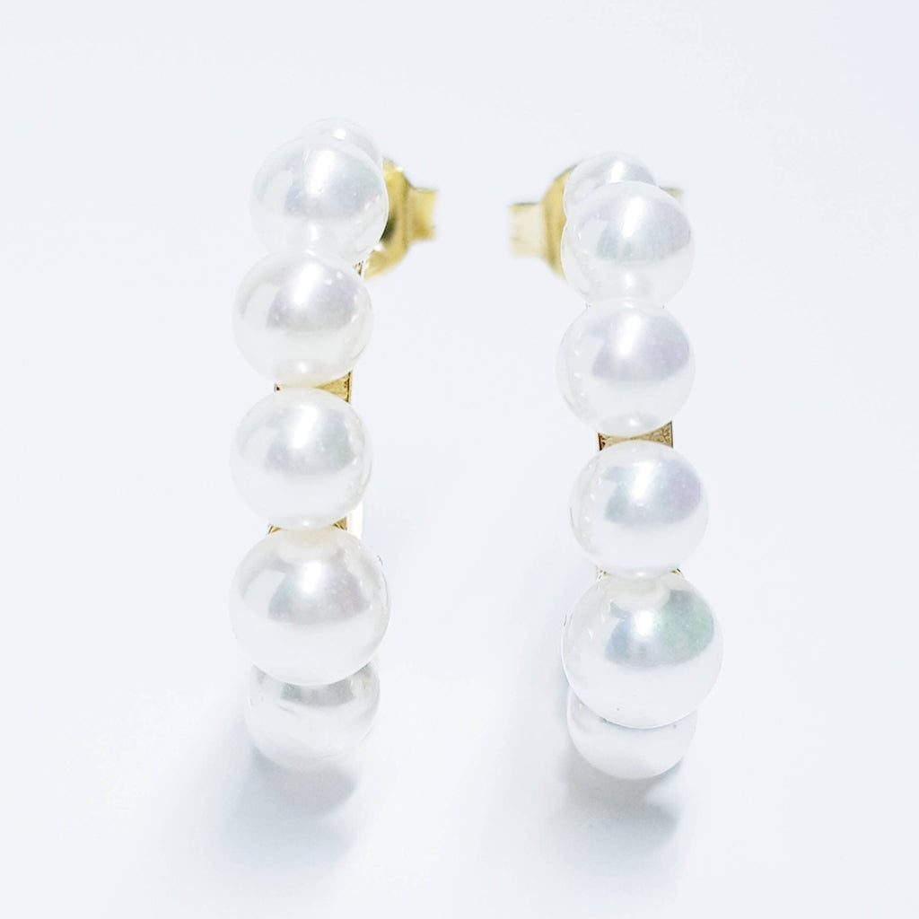 Gold hoop earrings, silver half hoop stud earrings, vintage pearl open hoop earrings