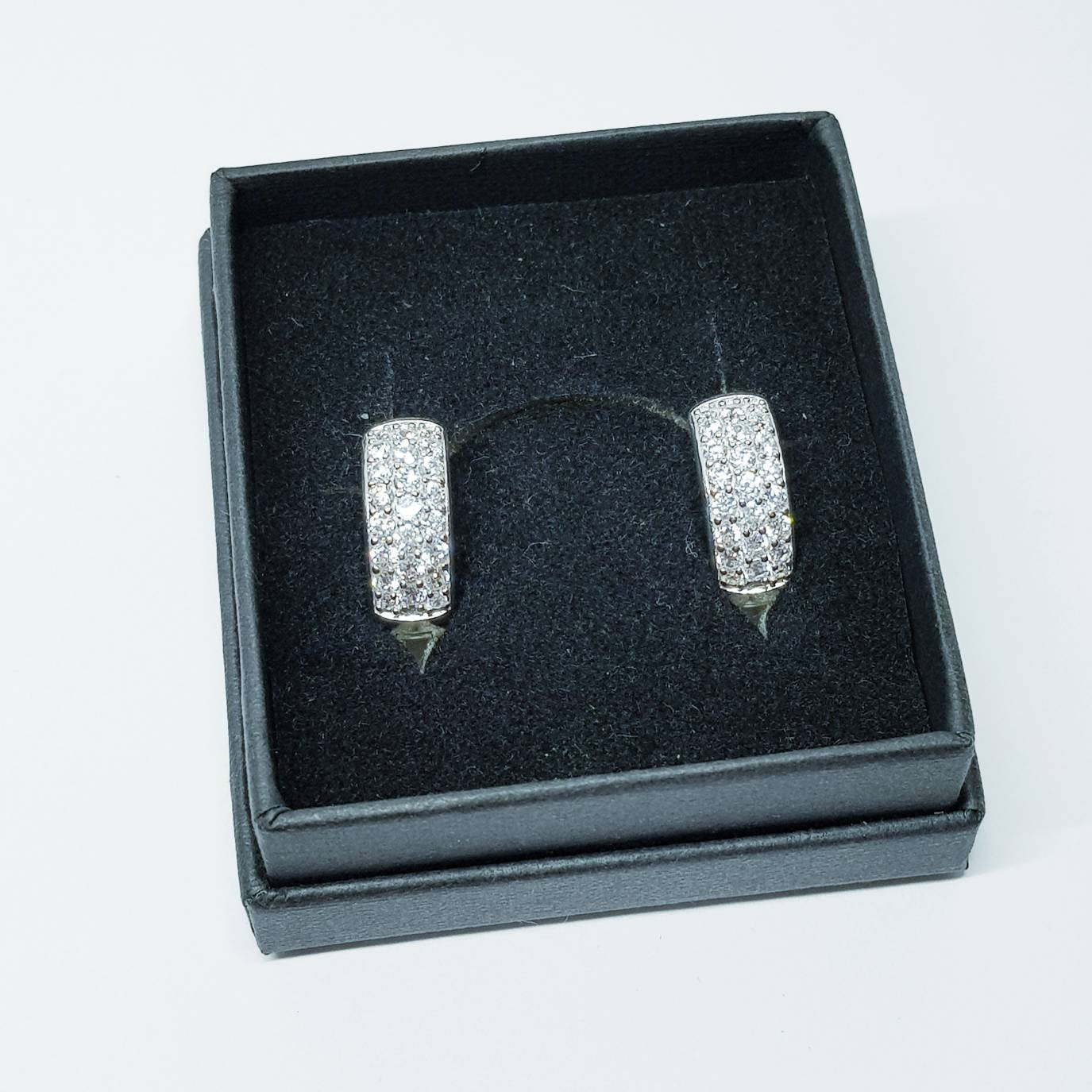 Sterling silver hoop earrings, chunky diamond hoop earrings, silver huggie earrings