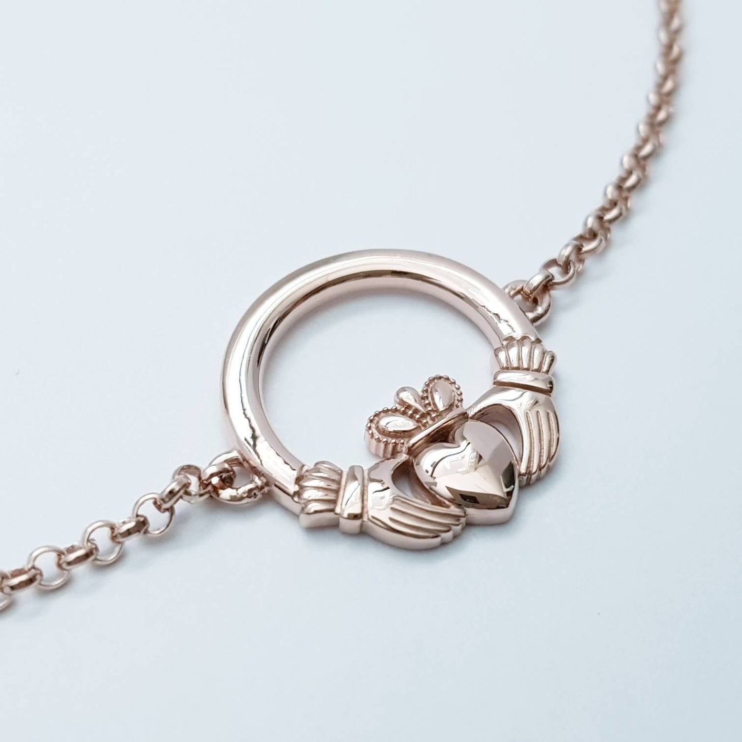 Irish bracelet, dainty claddagh bracelet, rose gold claddagh, valentines gift