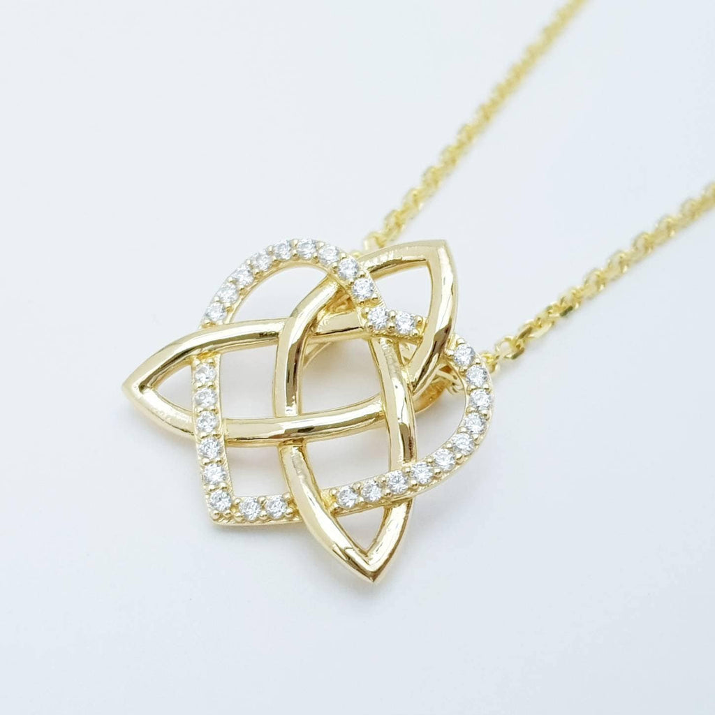 Sterling Silver Celtic Pendant, sliding celtic necklace, gold celtic knot pendant