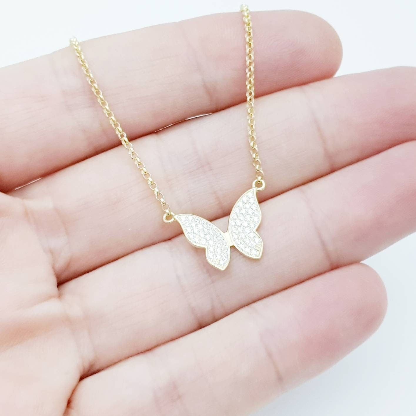 Gold plated hot sale butterfly necklace