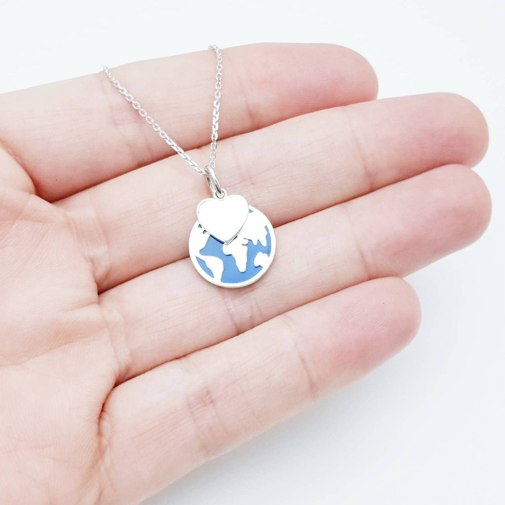 Sterling Silver World Map Necklace, Wanderlust Necklace, Travellers Pendant, Gift For Her