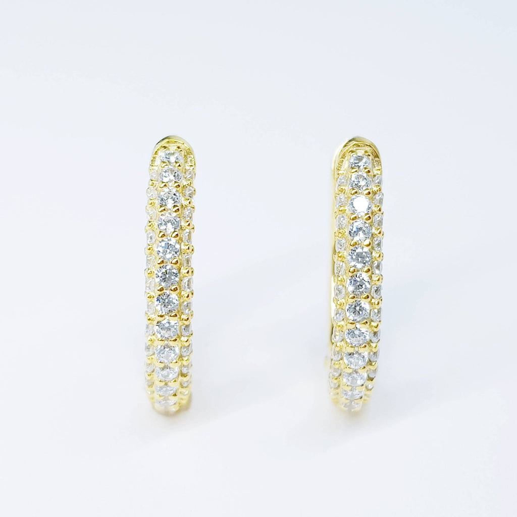 Elegant oval hoop earrings, faux diamond encrusted 925 hoop earrings