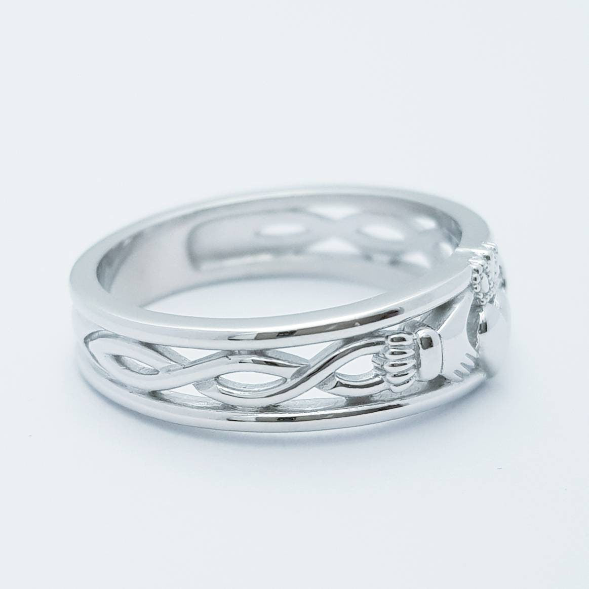 Sterling Silver Claddagh ring, celtic Knot Claddagh Ring, Irish claddagh band