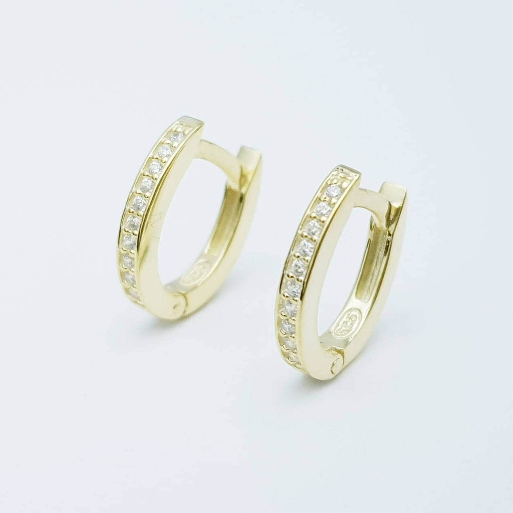 Thin Gold hoop earrings with removable solitaire drop, two earrings in one, faux diamond small huggie earrings