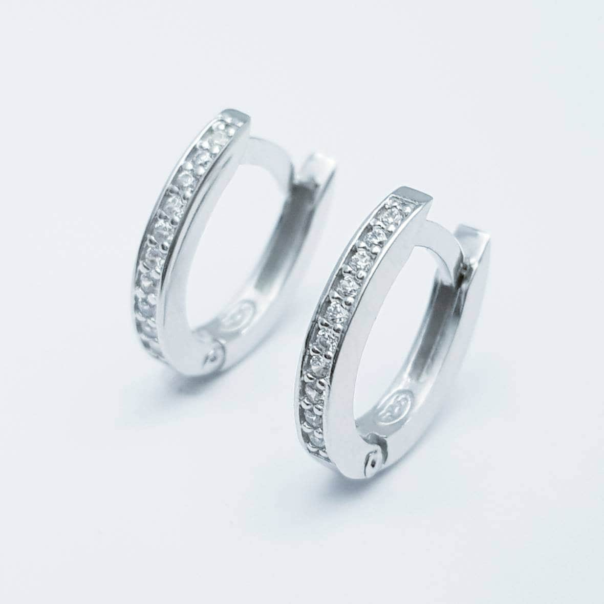 Dainty silver hoop earrings with removable solitaire drop, two earrings in one, faux diamond minimal huggie earrings