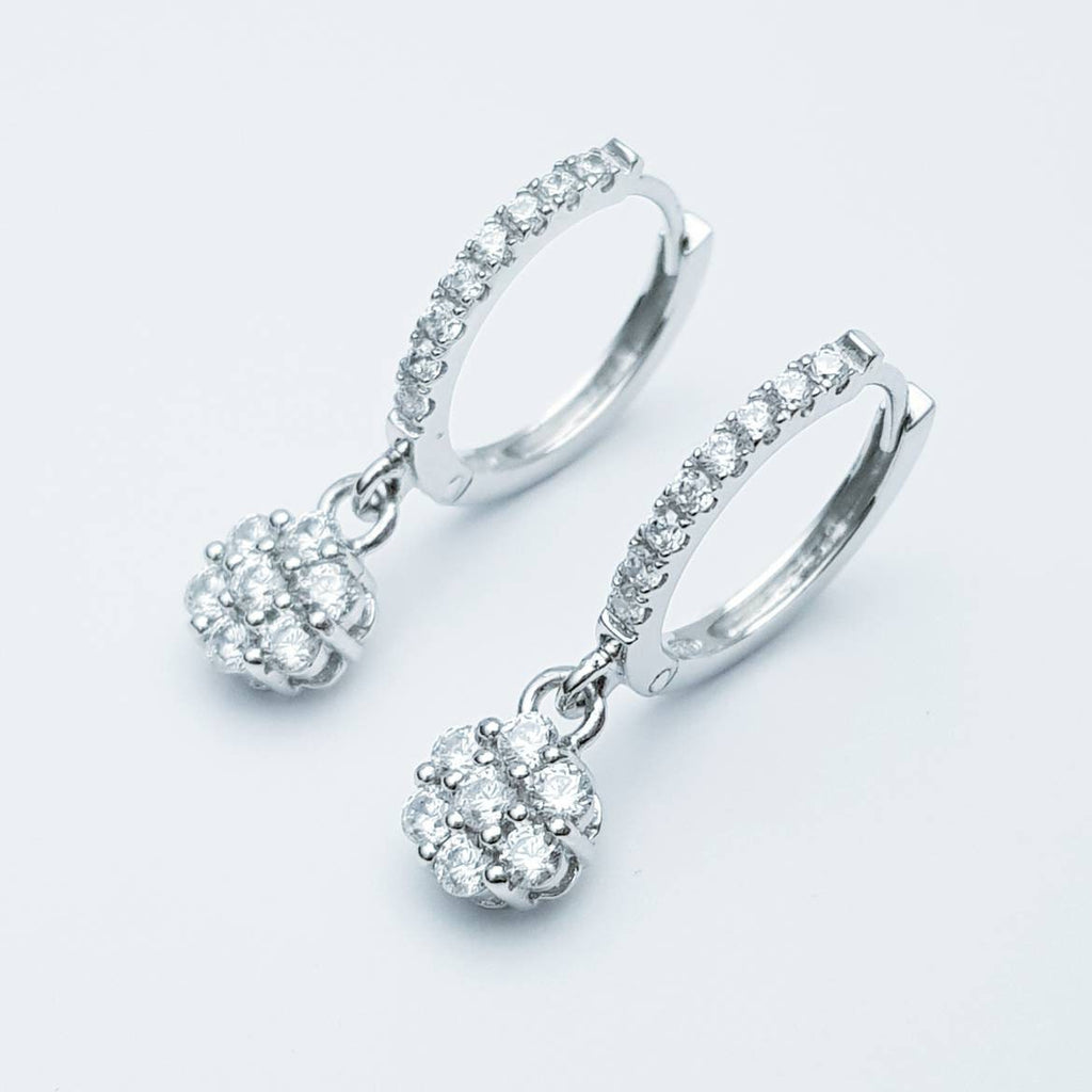 Silver drop and dangle hoop earrings, hoop earrings, classic diamond huggie earrings
