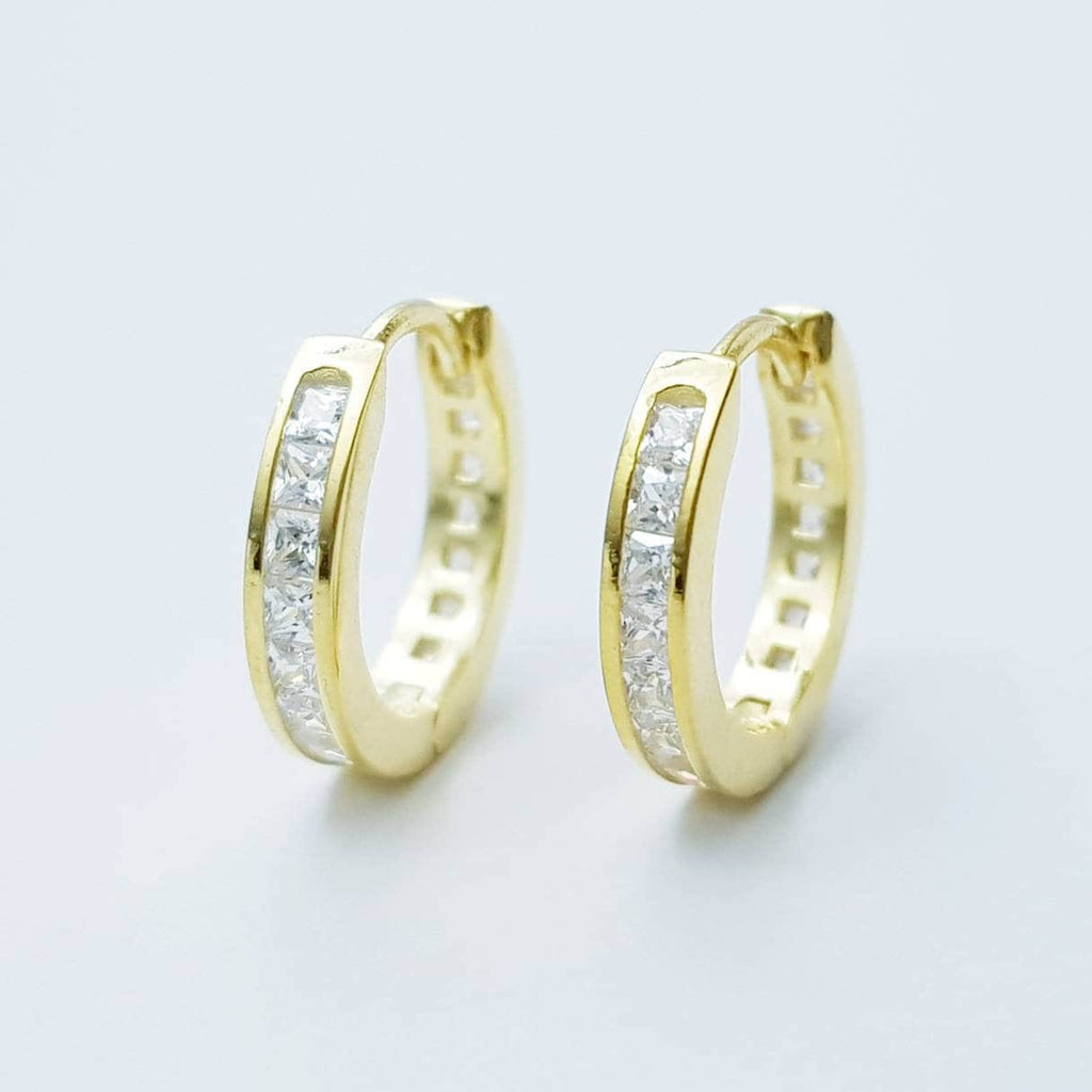 Silver hoop Claddagh Earrings, 2 earring in 1, dainty yellow gold hoops