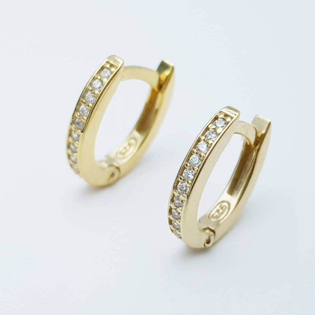 Two in one gold hoop earrings with removable solitaire teardrop, faux diamond small huggie earrings