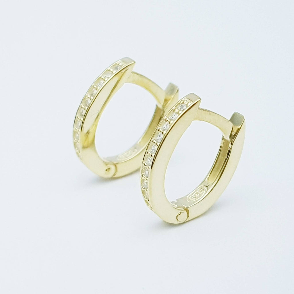 Two in one gold hoop earrings with removable solitaire teardrop, faux diamond small huggie earrings
