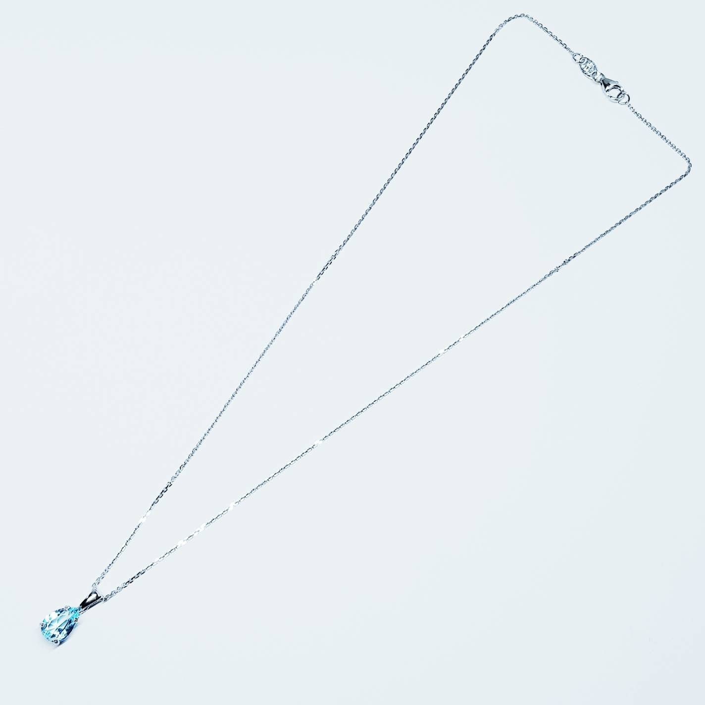 925 silver turquoise blue aquamarine teardrop necklace, single light blue drop pendant