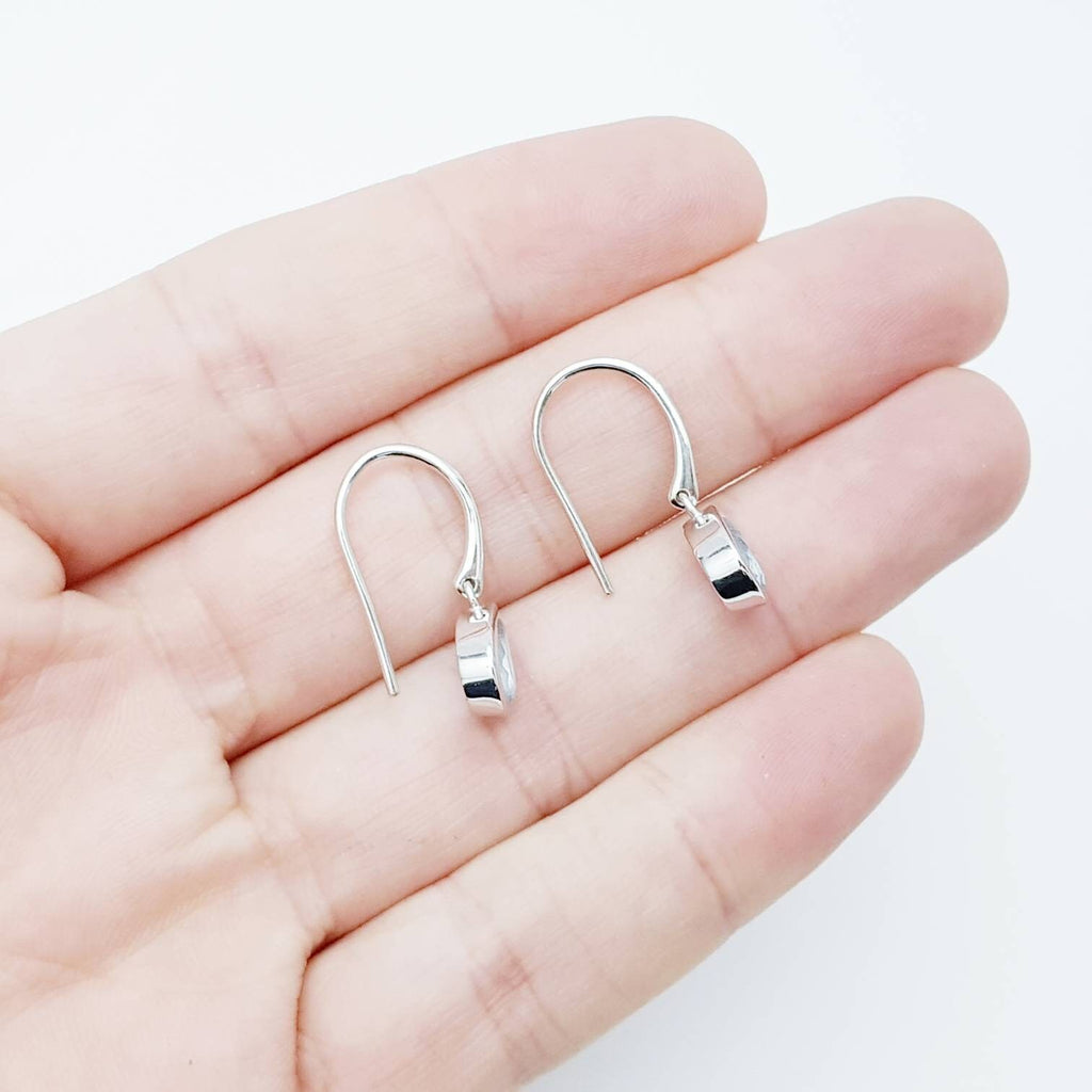 Light blue aquamarine teardrop earrings with French wire fitting - dainty blue drop wire earrings