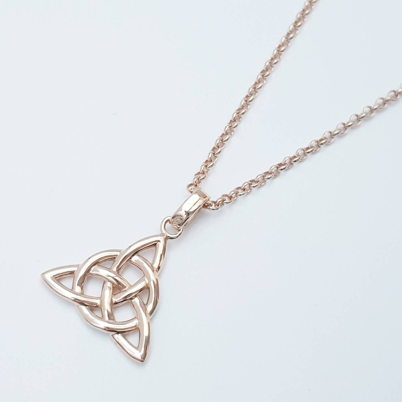 Celtic knot pendant, rose gold plated Celtic triquetra necklace, Celtic necklace made in Ireland