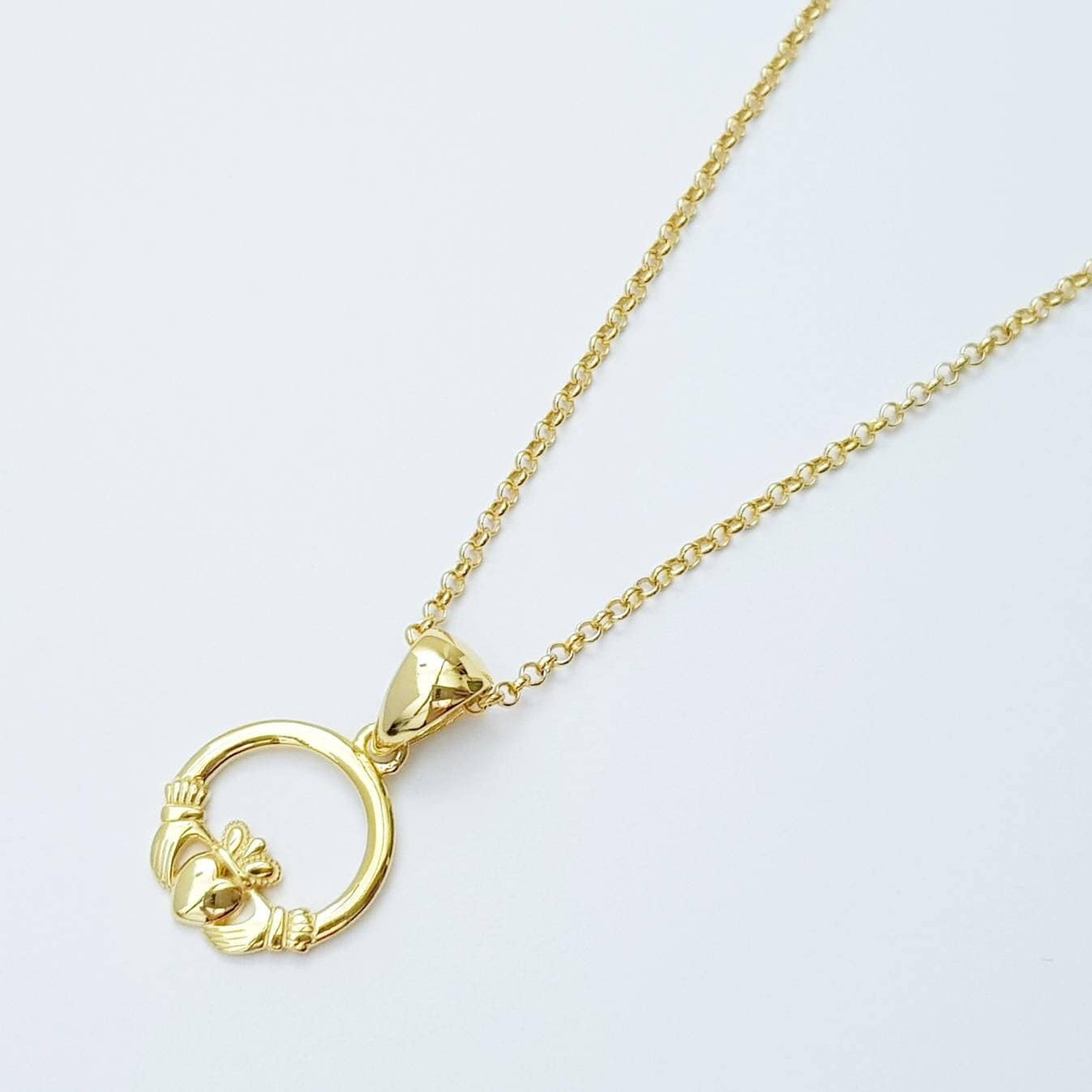 Small gold plated Claddagh pendant, Irish claddagh necklace from Galway, Ireland, Sterling Silver claddagh necklace