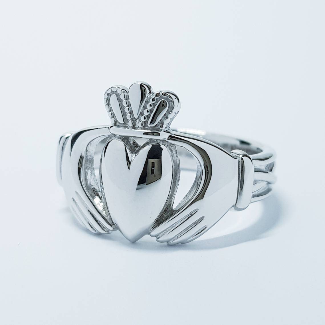 Large Claddagh Ring with chunky braided band