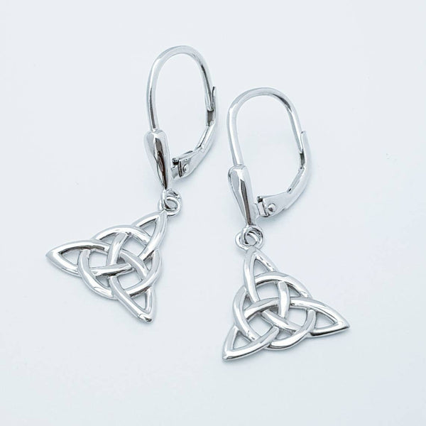 Silver Celtic knot Earrings, Irish Earrings, two tone Celtic Earrings