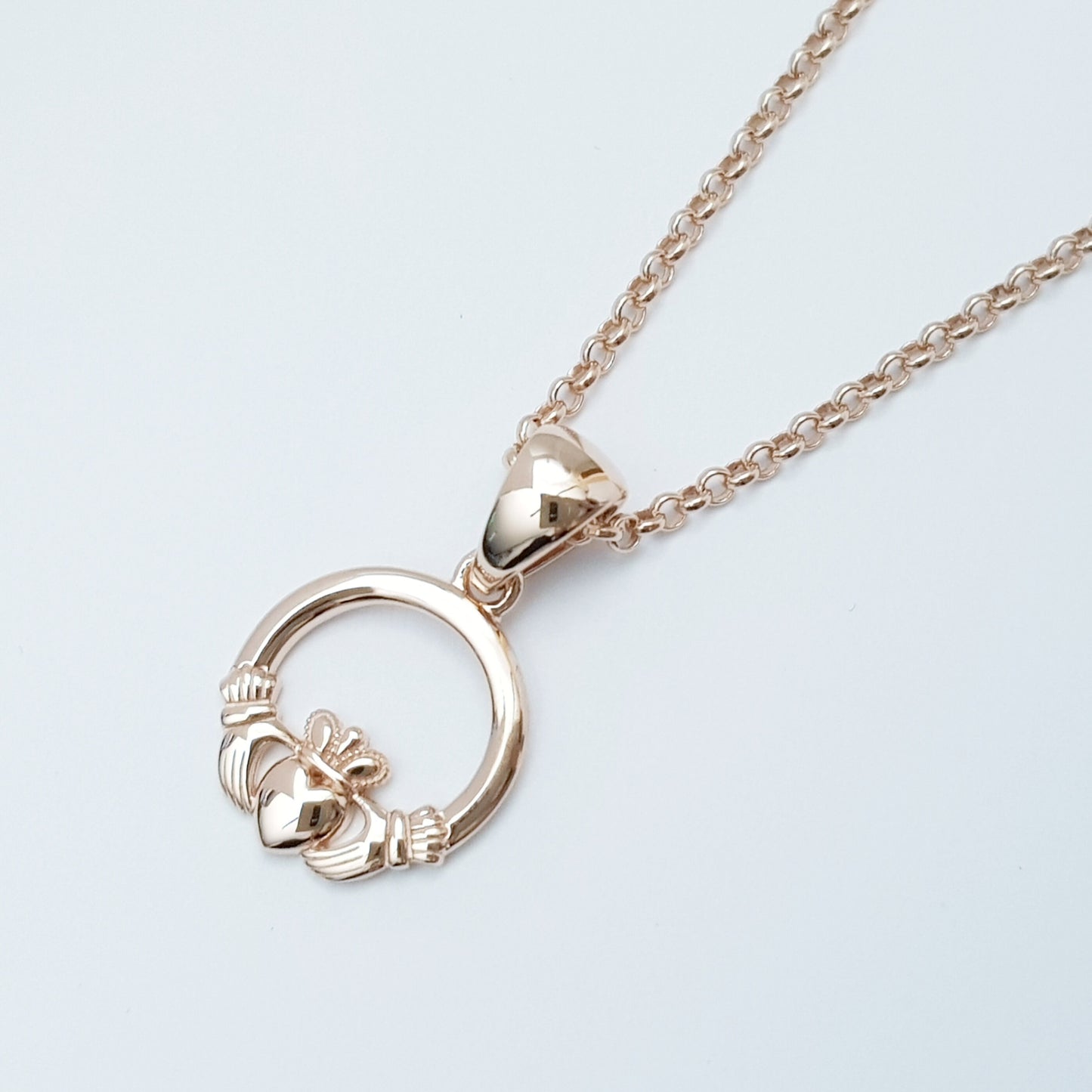 Rose gold plated Claddagh pendant, Irish claddagh necklace from Galway, Ireland, Sterling Silver claddagh necklace