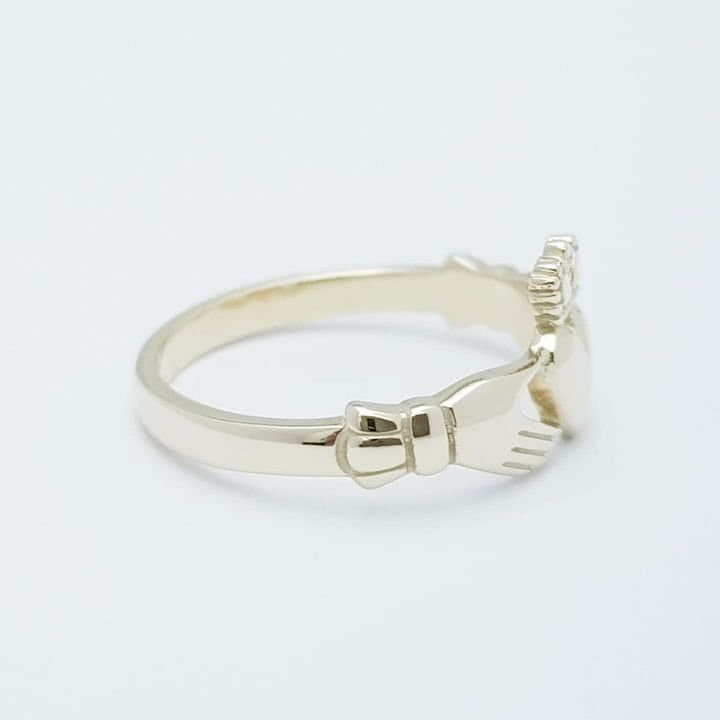 9k gold claddagh ring, Irish claddagh ring, delicate claddagh ring